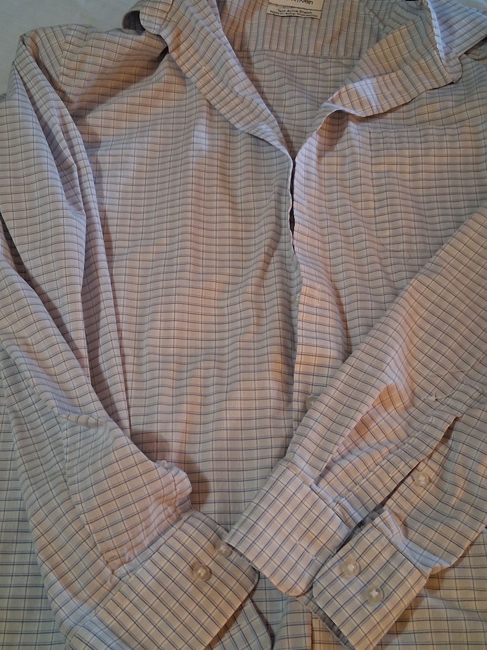 Men's Light Blue Checked Button-Down Shirt Calvin Klein XL 260915